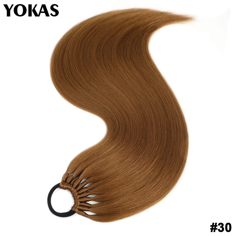 Ponytail For Women Synthetic Hair Extensions Long Straight False Horse Tails Fake Hairpiece 24 Inch For White Black Woman YOKAS