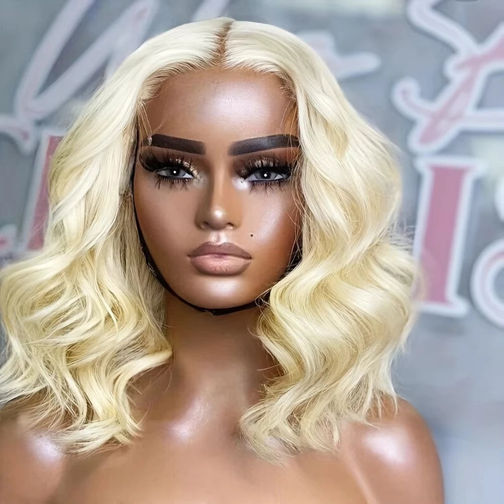 Blonde Loose Wave Bob Wigs Human Hair Left Side Part 613 Colored Body Wave Short Bob Wig