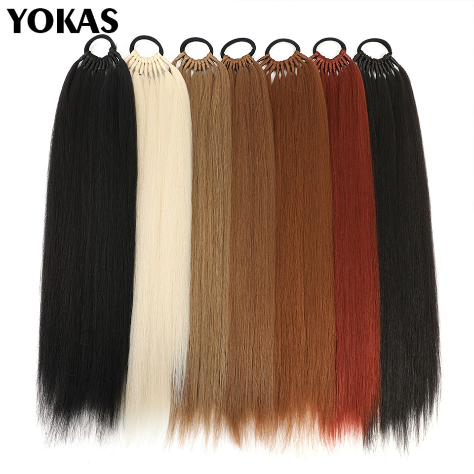 Ponytail For Women Synthetic Hair Extensions Long Straight False Horse Tails Fake Hairpiece 24 Inch For White Black Woman YOKAS