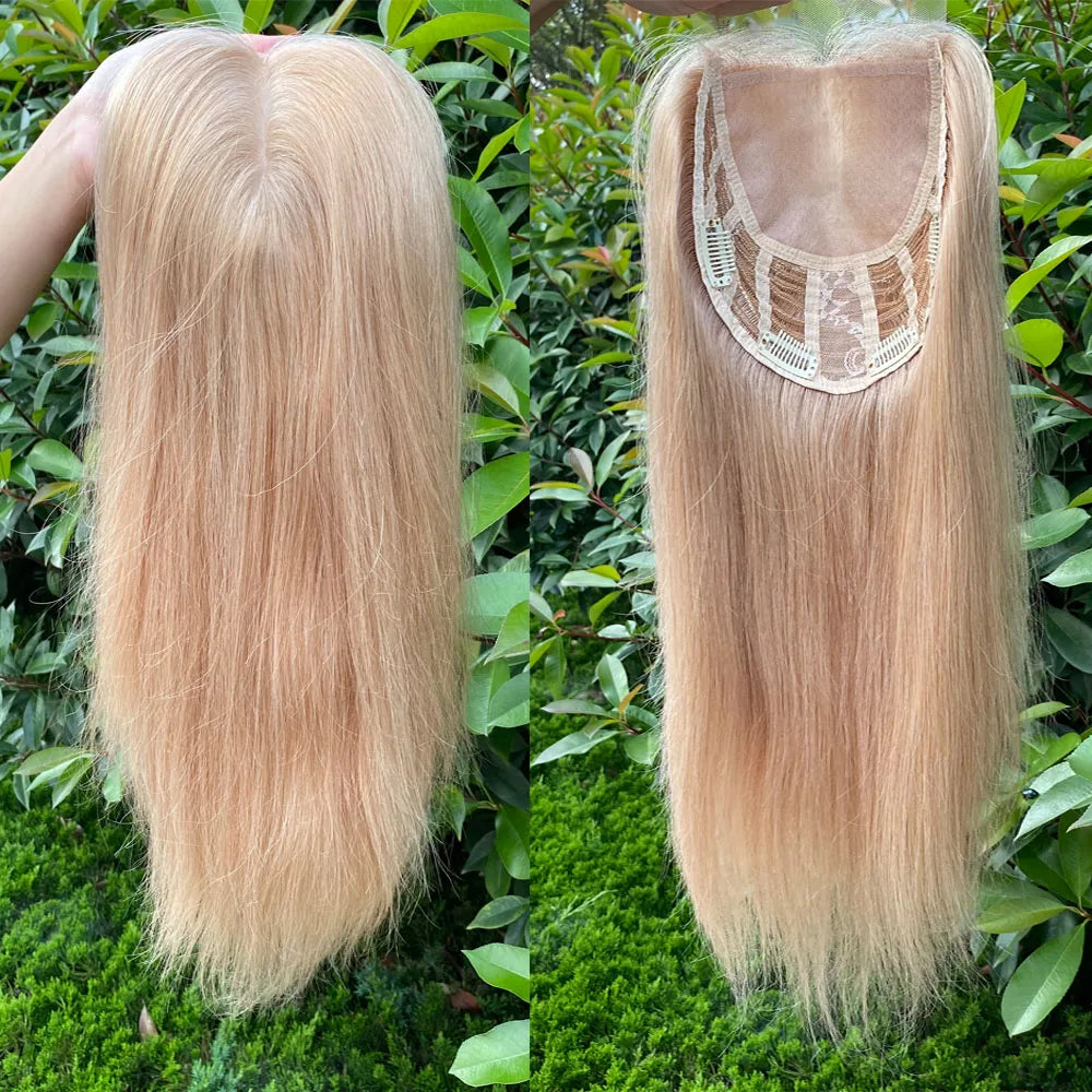 16inch European Virgin Human Hair  Topper with Lace Natural Baby Hair