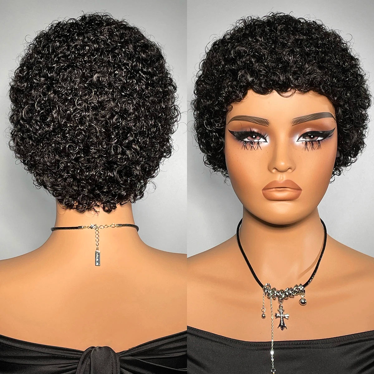 Short Curly 99J Wig For Woman 100% Human Hair Wigs