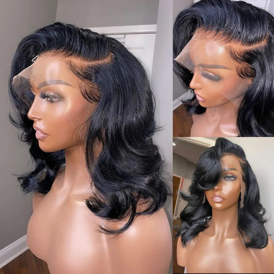 Brazilian Body Wave Short Bob Wig Pre Plucked 4x4 Closure Wig