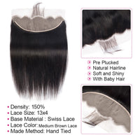 Thumbnail for HD Transparent Lace Frontal Peruvian Straight Human Hair-360 Ear to Ear