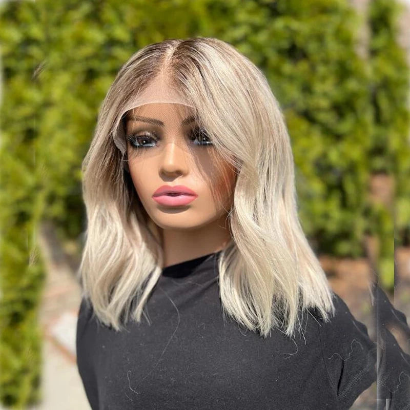 100% Real HD Human Hair Wigs Pre Plucked New in Lace Frontal Wig on Sale Ash Blonde Highlights Front Lace Wig Loose Wavy