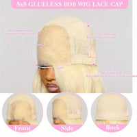 Thumbnail for Blonde Loose Wave Bob Wigs Human Hair Left Side Part 613 Colored Body Wave Short Bob Wig