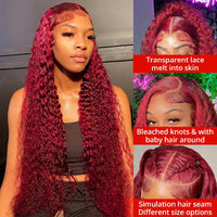 Thumbnail for Burgundy Human Frontal HD Lace  Human Hair Wigs For Women