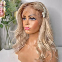 Thumbnail for Hd Transparent Bob Wave Human Hair Lace Front Wigs- Ombre brown Ash blonde Brazilian