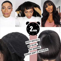 Thumbnail for Body Wave Fringe Human Hair Wigs With Bangs Brazilian