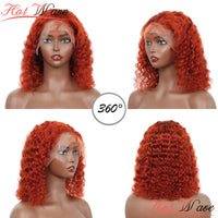 Thumbnail for Orange Brown  Deep Wave  Curly Human Hair Wigs PrePlucked