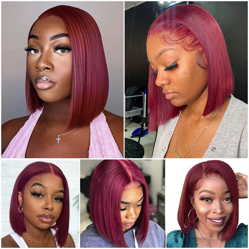 Bob Red 99J Straight Lace Frontal Wigs Human Hair Wigs