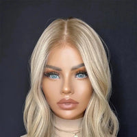 Thumbnail for Ombre Blonde 13X4 Transparent Lace Front Human Hair Wig Brown Root Loose Wave Ash Blonde Pre Plucked