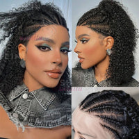 Thumbnail for 13x4 HD Lace Glueless Braided Wigs Ready to Wear Curly Human Hair Pre-Cut with Natural Hairline Pre Styled