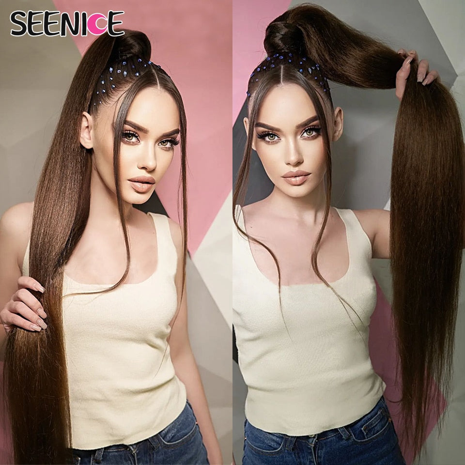 Straight Synthetic Ponytail Hair Extensions Natural Hair