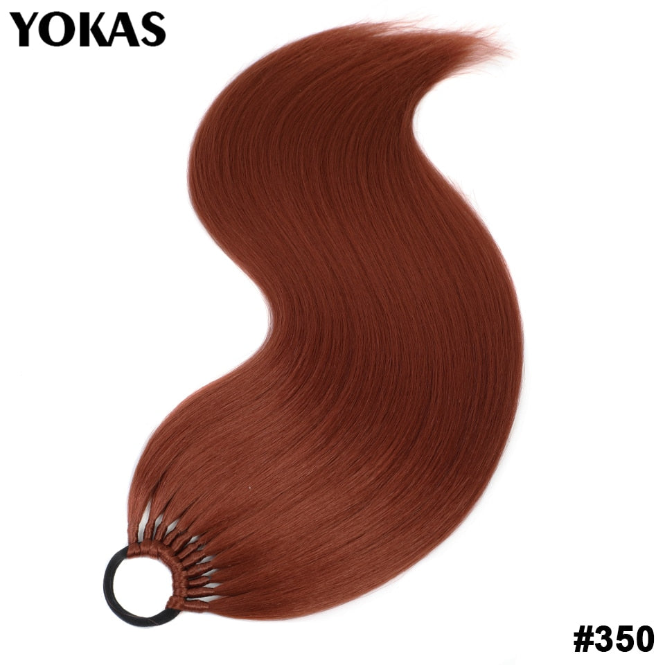 Ponytail For Women Synthetic Hair Extensions Long Straight False Horse Tails Fake Hairpiece 24 Inch For White Black Woman YOKAS