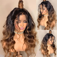 Thumbnail for 30 32 inch Highlight Body Wave Lace Front Wig Human Hair Wear and Go Glueless Wig PrePlucked 250% Density Ombre Lace Front Wigs