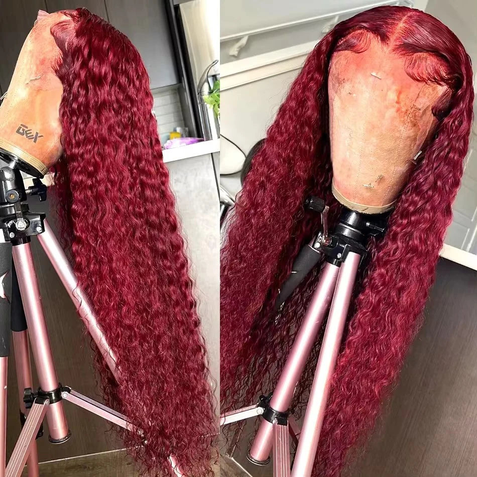 Burgundy Human Frontal HD Lace  Human Hair Wigs For Women