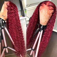 Thumbnail for Burgundy Human Frontal HD Lace  Human Hair Wigs For Women