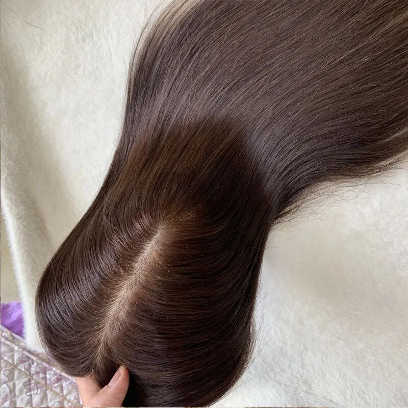 Natural Straight European Virgin Human Hair Topper Hair Silk Base