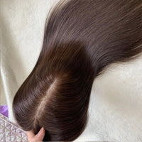 Thumbnail for Natural Straight European Virgin Human Hair Topper Hair Silk Base