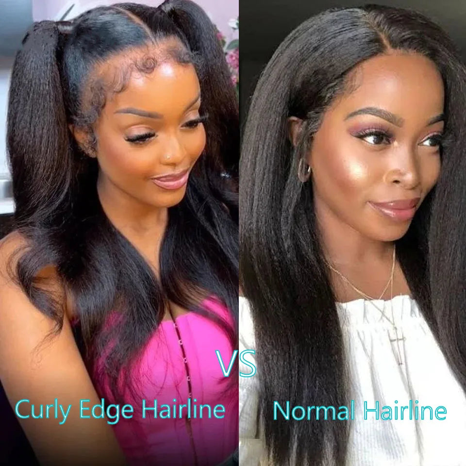 4C Kinky Edges Hairline Curly Baby Hair  Kinky Straight Lace Front Wig