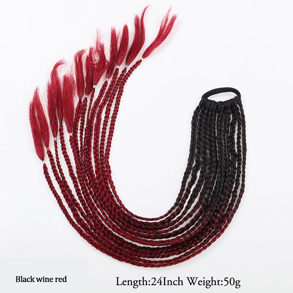 20 Inch Long Straight Synthetic Hair Extension Braided Fishtail Drawstring Ponytail Hair