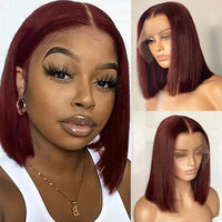 Thumbnail for 99J Burgundy Short Bob Wig 13X4 Lace Front Wigs Brazilian Human Hair