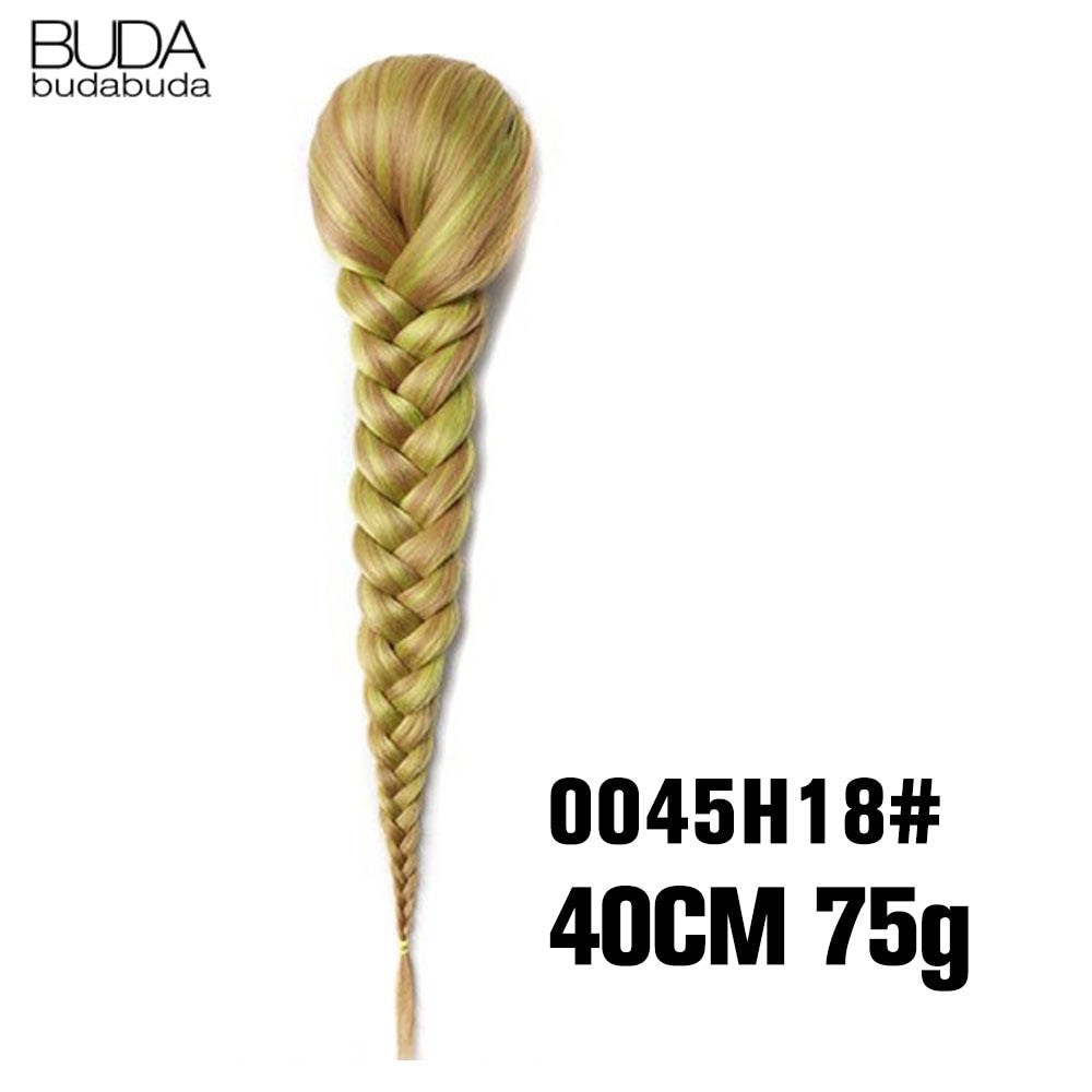 20 Inch Long Straight Synthetic Hair Extension Braided Fishtail Drawstring Ponytail Hair