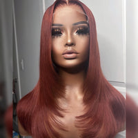 Thumbnail for Reddish Brown Butterfly Haircut Wig Layered Wig Synthetic Straight Wigs -Pre Plucked