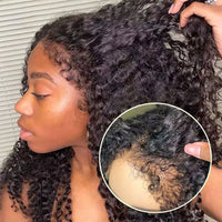 Thumbnail for 180 Density Kinky Curly Edged Wigs Transparent Human Hair Lace Wig Pre Plucked