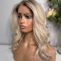 Thumbnail for Hd Transparent Bob Wave Human Hair Lace Front Wigs- Ombre brown Ash blonde Brazilian