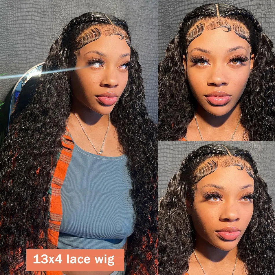 40-Inch Curly Lace Front Human Hair Wigs Pre-Plucked Brazilian Hair