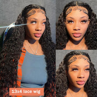 Thumbnail for 40-Inch Curly Lace Front Human Hair Wigs Pre-Plucked Brazilian Hair