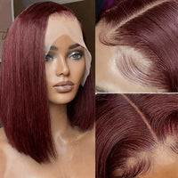 Thumbnail for 99J Burgundy Short Bob Wig 13X4 Lace Front Wigs Brazilian Human Hair