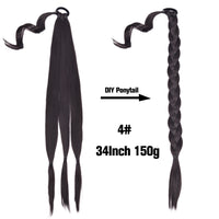 Thumbnail for 20 Inch Long Straight Synthetic Hair Extension Braided Fishtail Drawstring Ponytail Hair