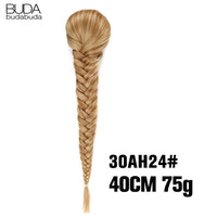 Thumbnail for 20 Inch Long Straight Synthetic Hair Extension Braided Fishtail Drawstring Ponytail Hair