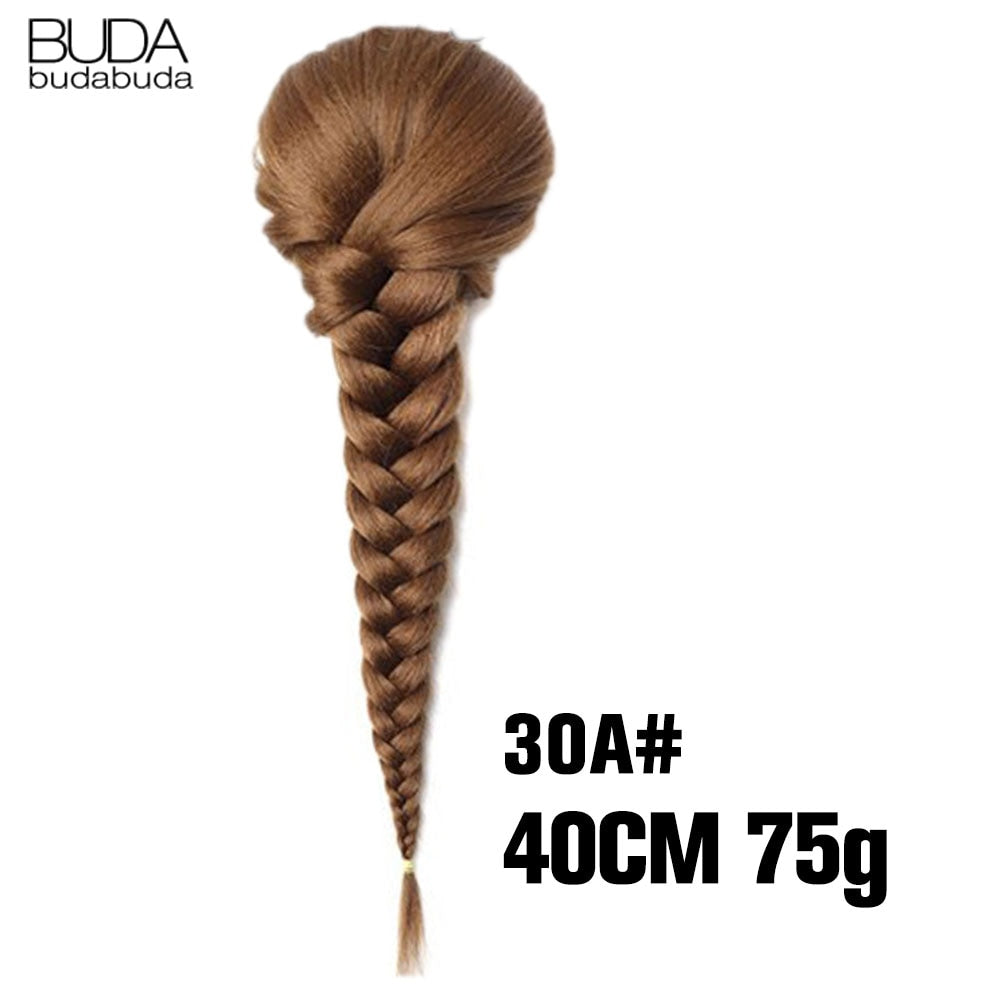 20 Inch Long Straight Synthetic Hair Extension Braided Fishtail Drawstring Ponytail Hair