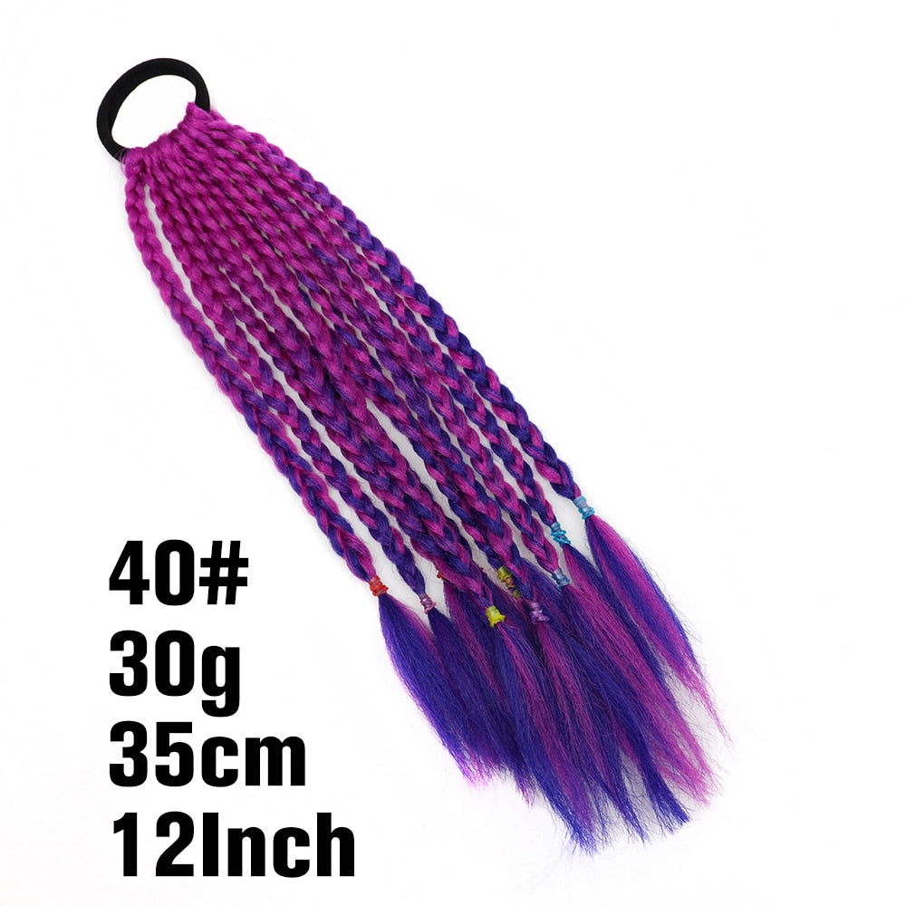 20 Inch Long Straight Synthetic Hair Extension Braided Fishtail Drawstring Ponytail Hair