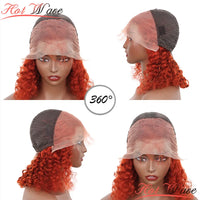 Thumbnail for Orange Brown  Deep Wave  Curly Human Hair Wigs PrePlucked