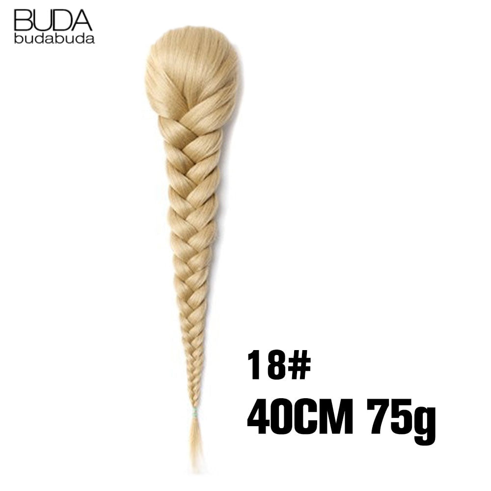 20 Inch Long Straight Synthetic Hair Extension Braided Fishtail Drawstring Ponytail Hair