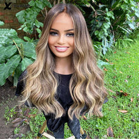 Thumbnail for Body Wave Wig Brown Roots Ombre Blonde with Baby Hair