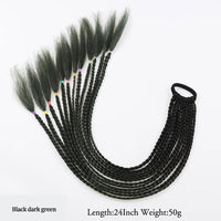 Thumbnail for 20 Inch Long Straight Synthetic Hair Extension Braided Fishtail Drawstring Ponytail Hair