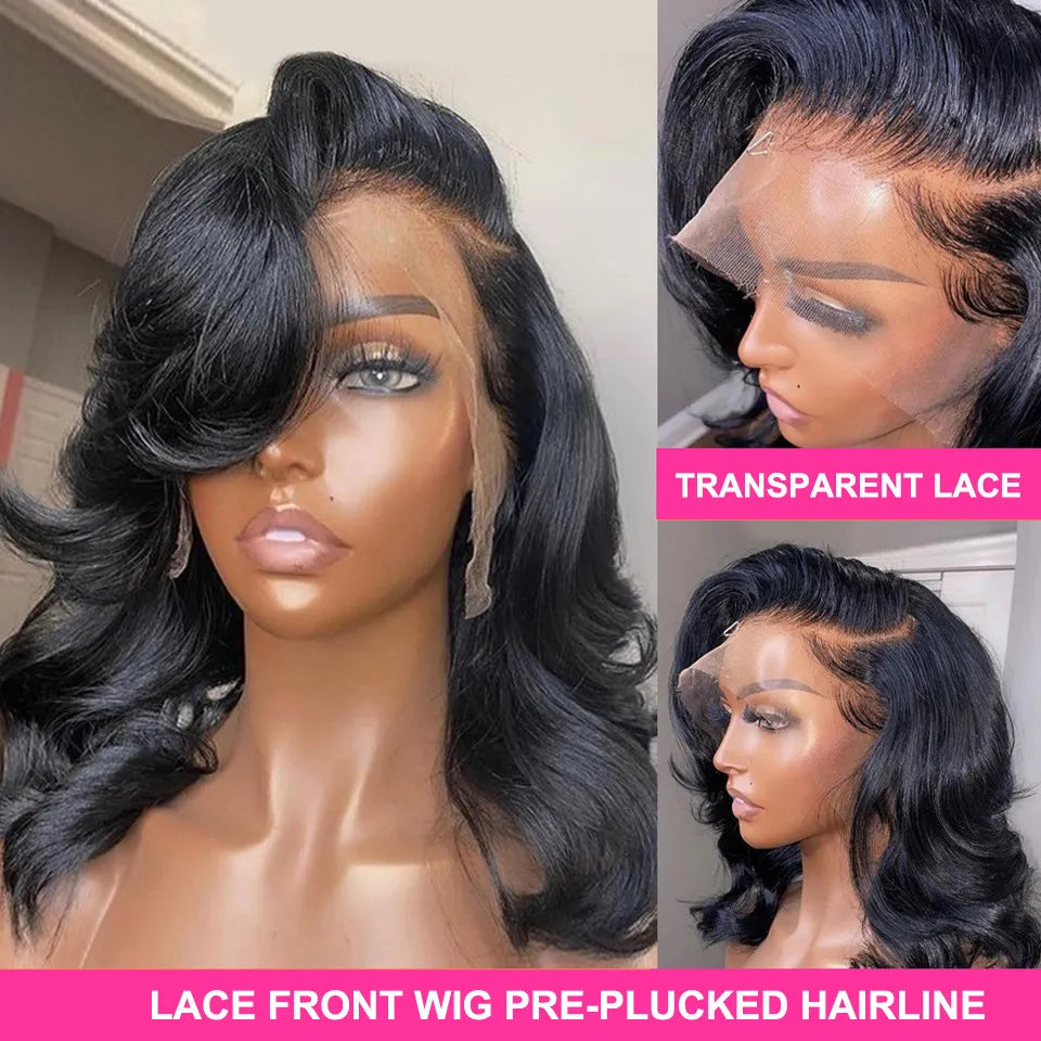 Brazilian Body Wave Short Bob Wig Pre Plucked 4x4 Closure Wig