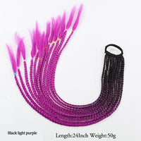 Thumbnail for 20 Inch Long Straight Synthetic Hair Extension Braided Fishtail Drawstring Ponytail Hair