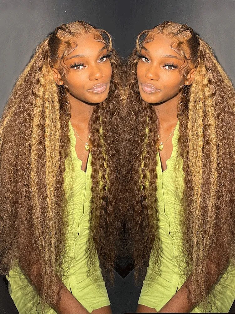 30 Inch 4/27 Colored Deep Wave Frontal Wig