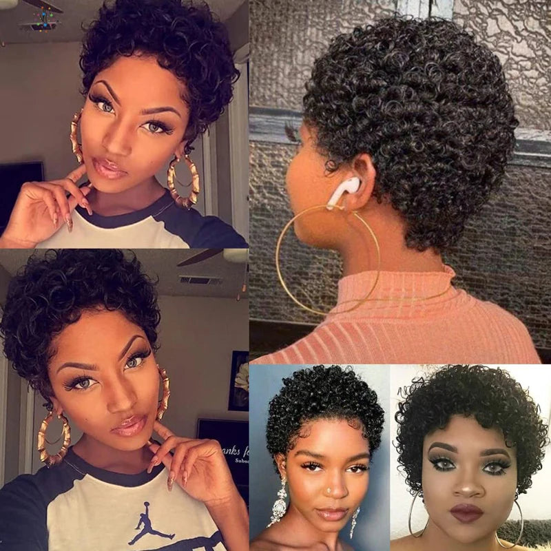 Short Curly 99J Wig For Woman 100% Human Hair Wigs