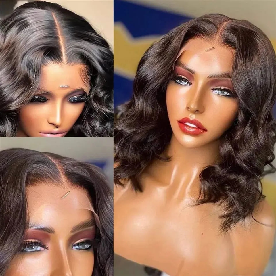 Brazilian Body Wave Short Bob Wig Pre Plucked 4x4 Closure Wig