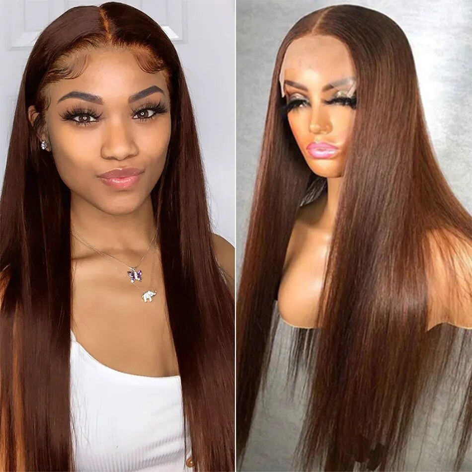 Chocolate Brown Lace Front Wigs Human Hair