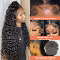 Thumbnail for 40-Inch Curly Lace Front Human Hair Wigs Pre-Plucked Brazilian Hair