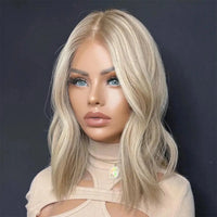 Thumbnail for Ombre Blonde 13X4 Transparent Lace Front Human Hair Wig Brown Root Loose Wave Ash Blonde Pre Plucked