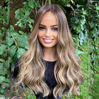 Thumbnail for Body Wave Wig Brown Roots Ombre Blonde with Baby Hair